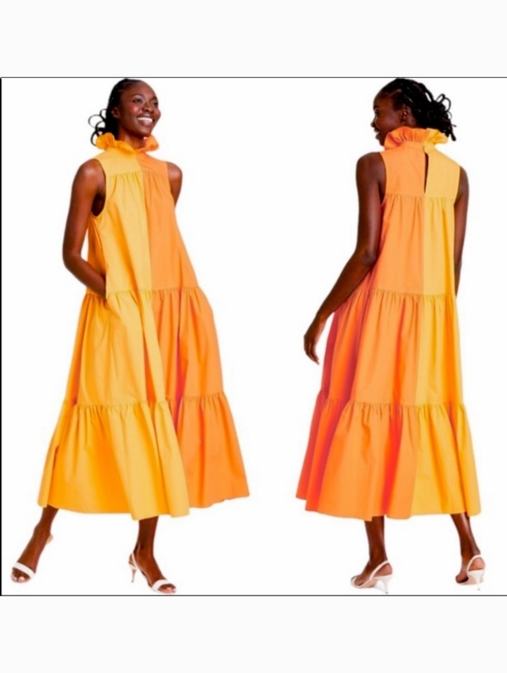 CHRISTOPHER JOHN ROGERS x TARGET Sleeveless Ruffle Two-tone Tiered Dress XS - Picture 2 of 8